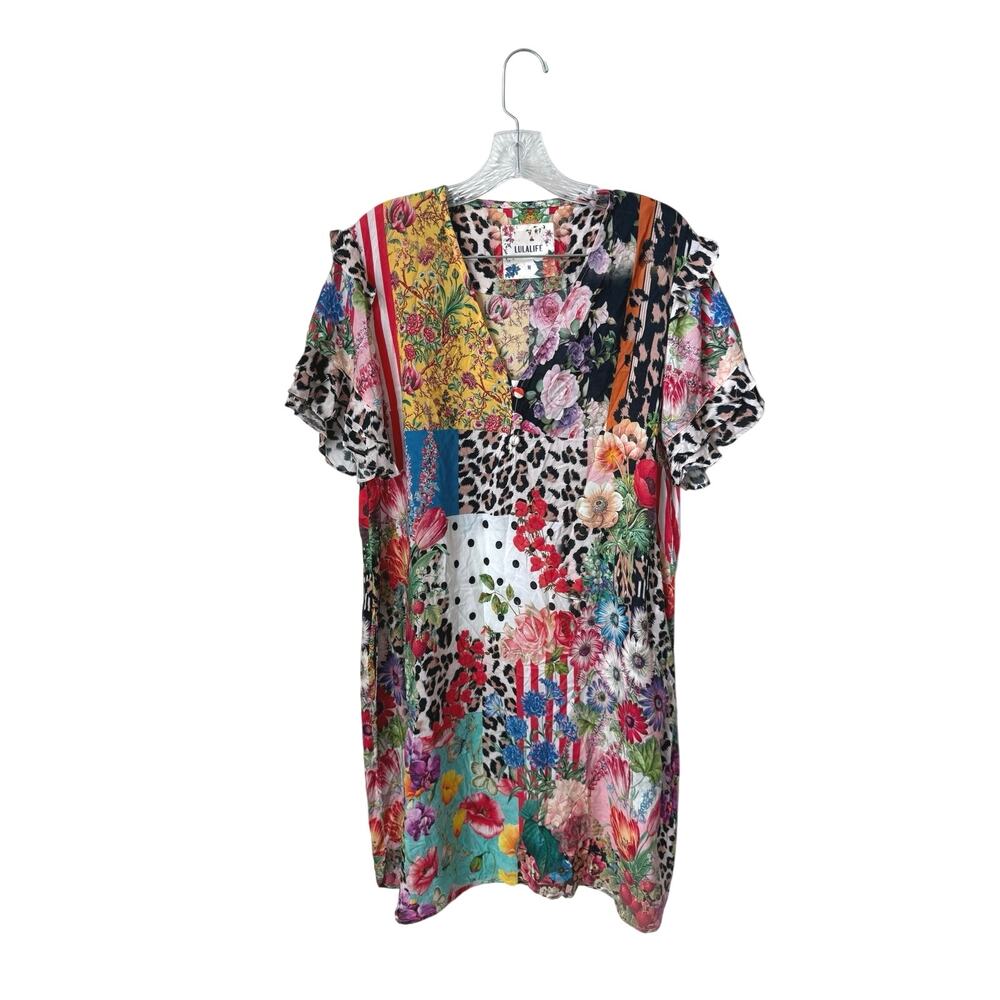 Lulalife Patchwork Mixed Media Artsy Dress Size Medium